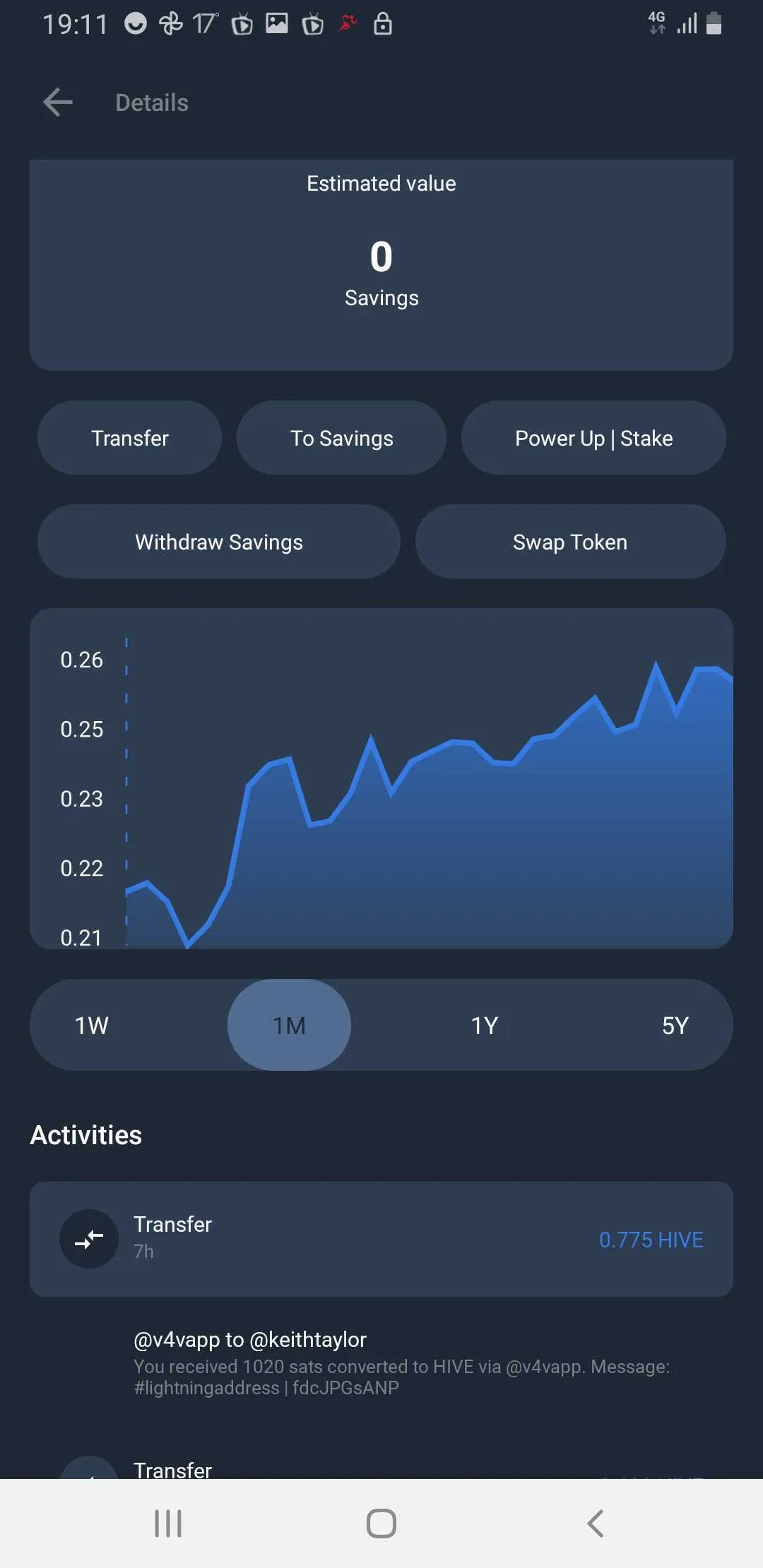 Hive from Satoshi Transfer Notification